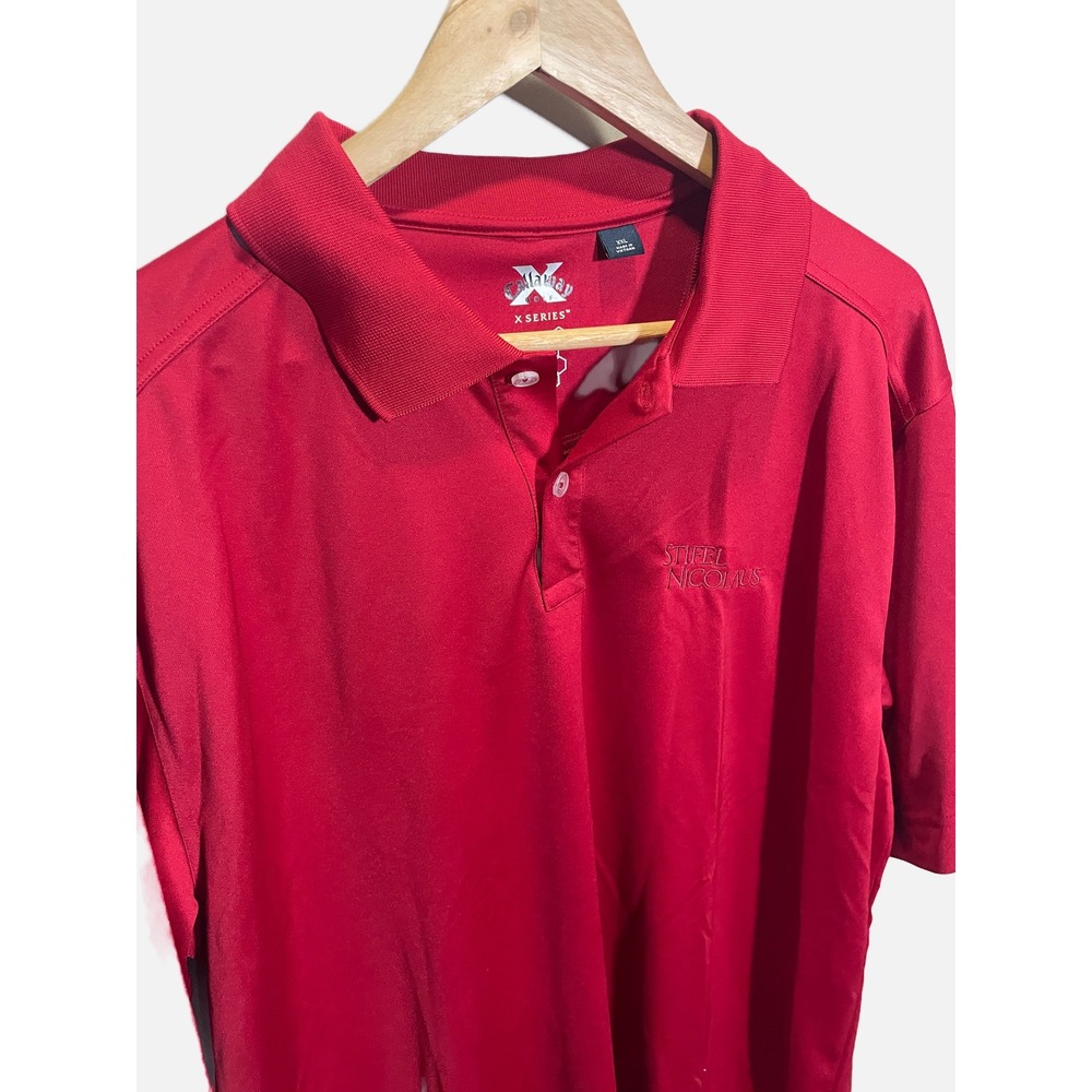 Callaway Polo Shirt Mens XXL Red X Series Short Sleeve Stifel Nicolaus Golf Top